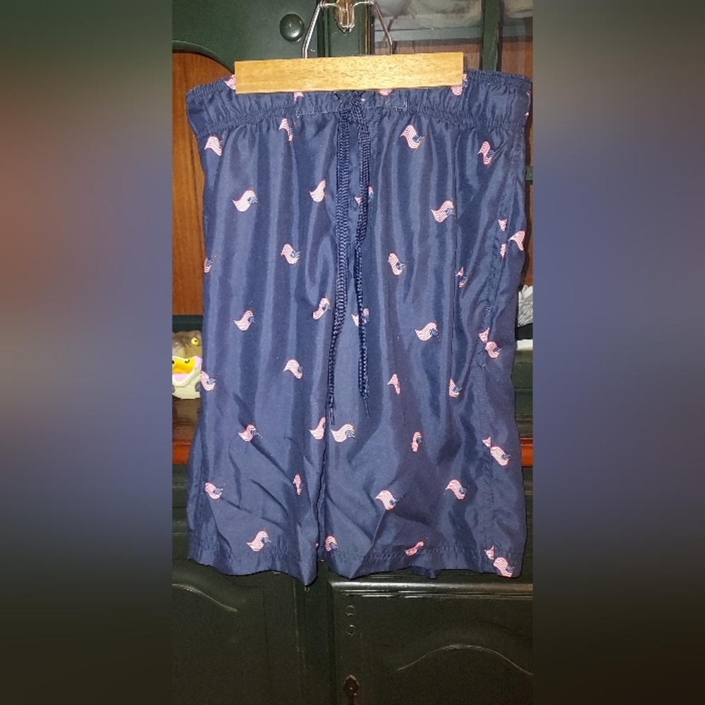 Mens Faded Glory, American flag swimming trunks, Size 28-30
